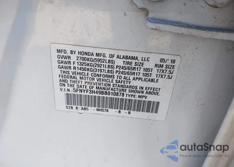 2011 Honda Pilot Ex z USA, uszkodzony, nr VIN 5FNYF3H49BB010878